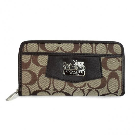 Coach Logo Signature Large Brown Wallets EEU | Women - Click Image to Close